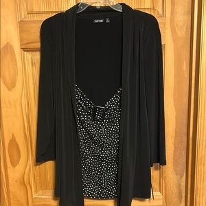 Women’s Apt. 9 Black Polka Dot Top with Attached Cardigan Size L New